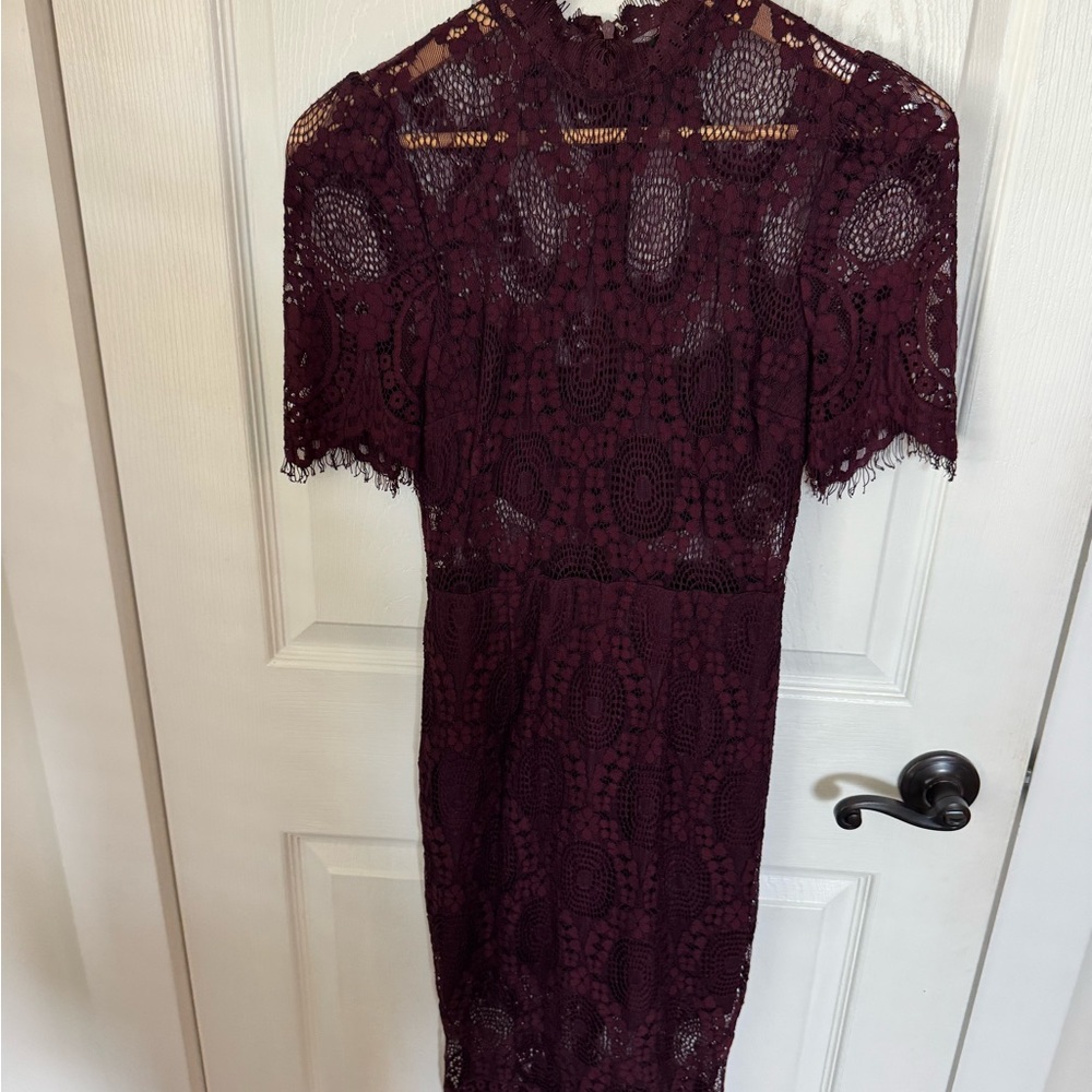 Elegant Lace Burgundy Dress